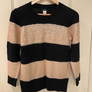 J.Crew Black & Gold Striped Sequin Sweater S